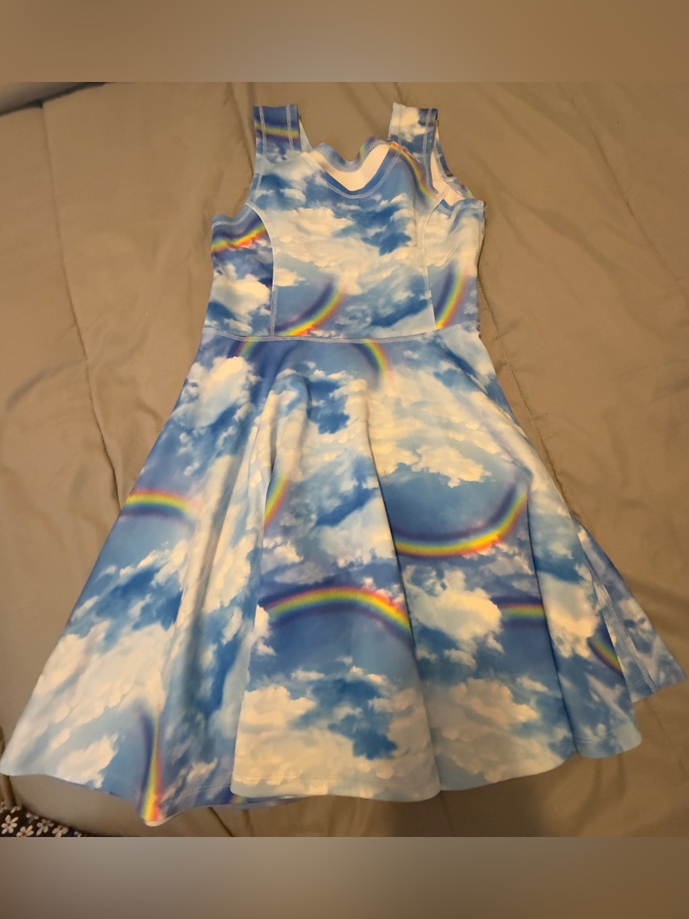 1989 Place Blue Cloud & Rainbow Fit-and-Flare Dress